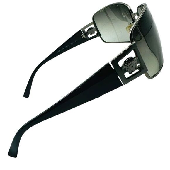 VERSACE Medusa Logo Sunglasses Black Gray Silver Gradient Lenses Unisex Made In - Picture 2 of 8